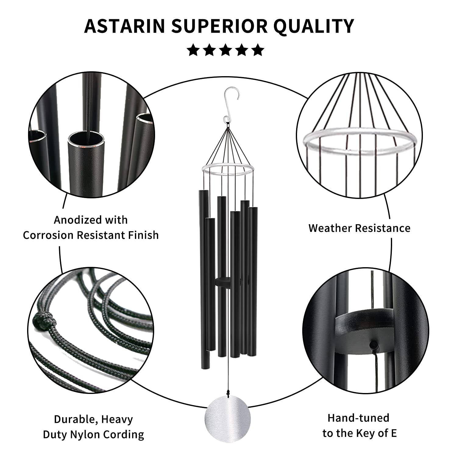 Amazon.com : ASTARIN Wind Chimes Outdoor Large Deep Tone,36